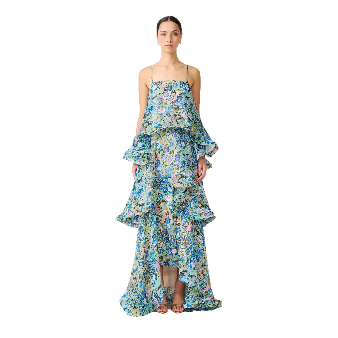 Damen Maxi Kleid mit Volant-details