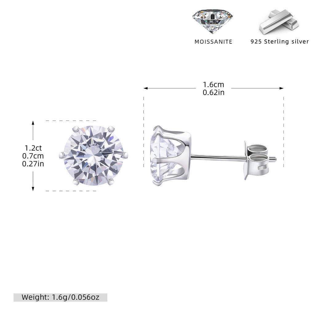 Damen Ohrstecker aus hochwertigem 925 Sterling Silber mit funkelndem Moissanit Shop Nory