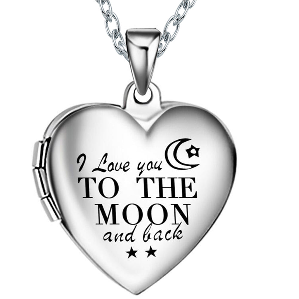 Damen Medaillon Halskette mit Herzdesign und Rosenmotiven Shop Nory