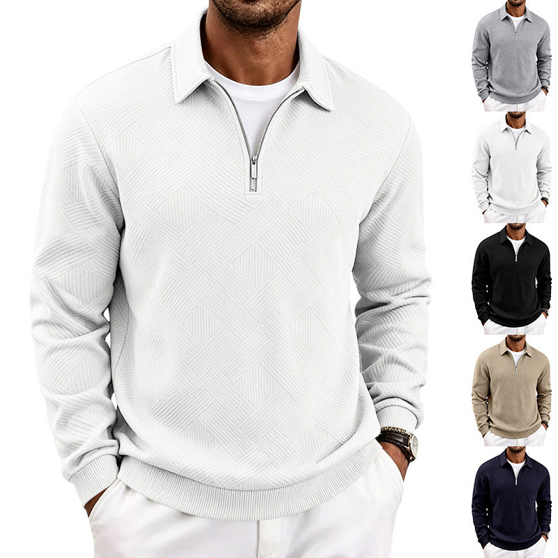 Herren Halbzip-Strickpullover mit geometrischer Struktur und Stehkragen Shop Nory