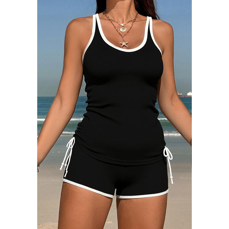 Damen Sportliches Tankini-Set mit hochgezogenem Schnitt und verstellbaren Bändern Shopnory