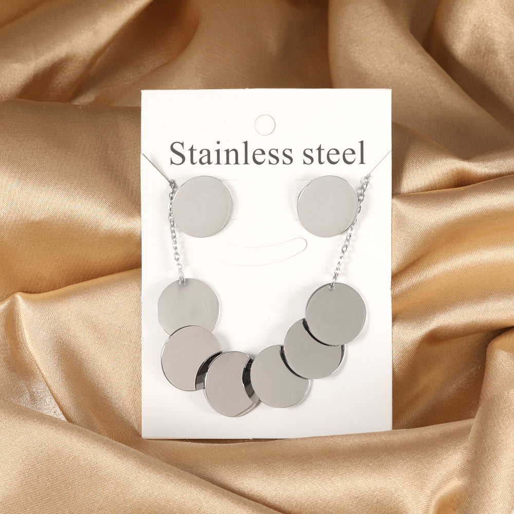 Damen Schmuckset mit goldplattierter Halskette und runden Ohrringen Shop Nory