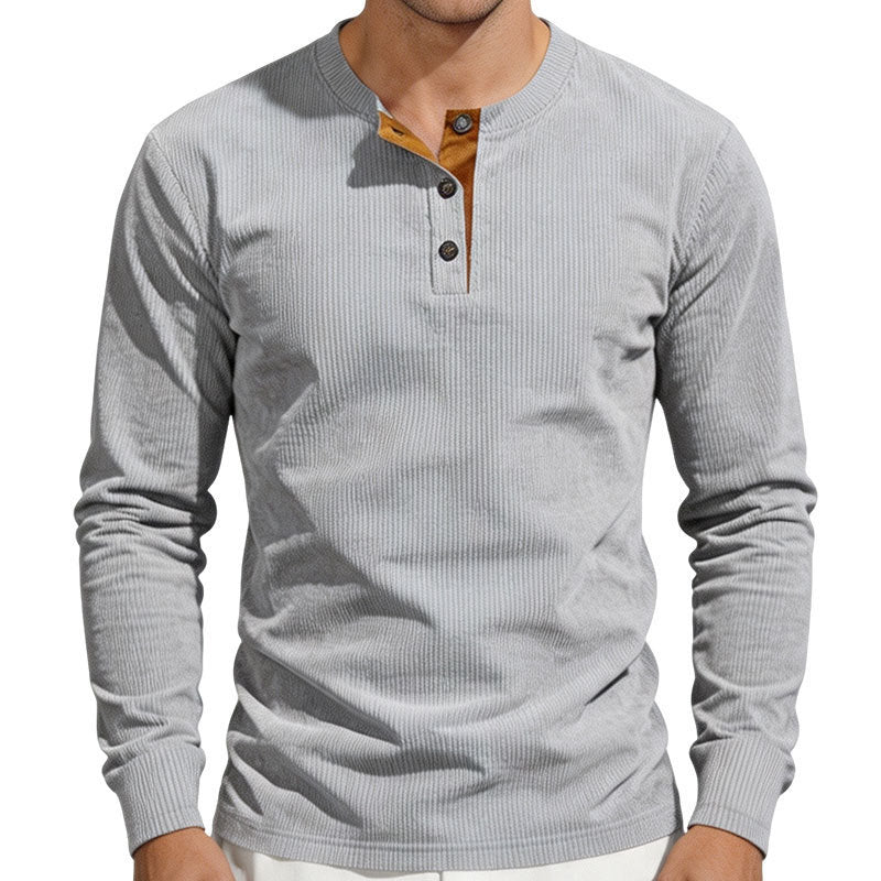 Herren Thermo-Ripp-Langarm-Henleyshirt mit Knopfleiste Shop Nory