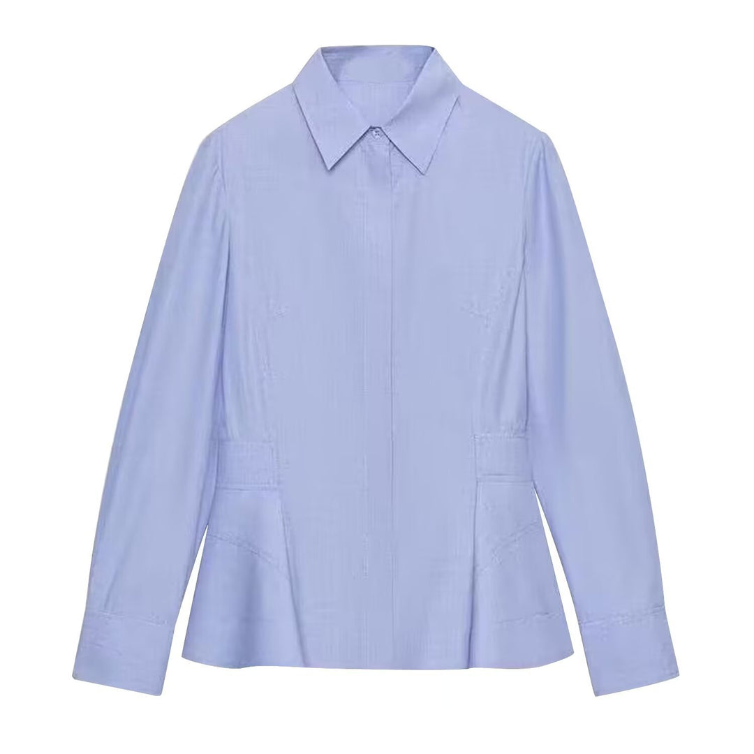 Damen Taillierter Kurzblazer im Peplum‑Schnitt mit Hemdkragen Shop Nory