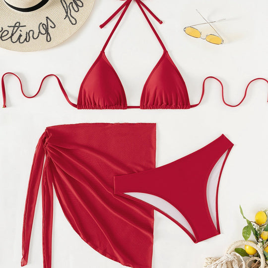 Damen Triangel-Bikini mit floralen Mustern und seitlichem Wickelelement
