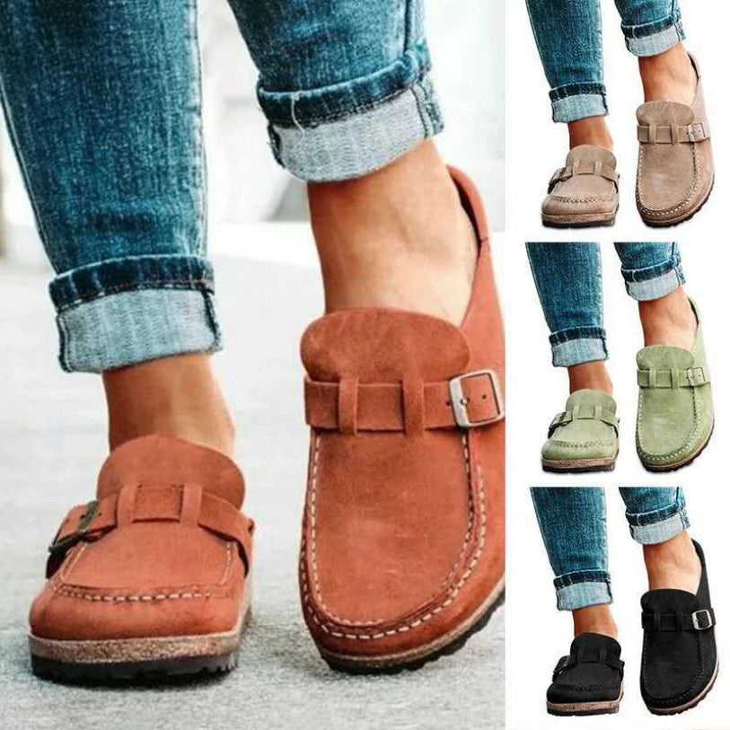 Damen Mokassin-Mule mit verstellbarer Schnalle und Kork-Plateau Shop Nory