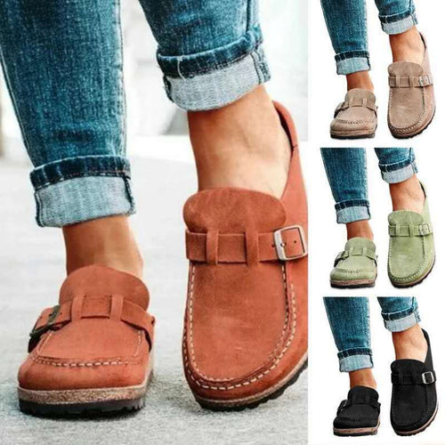 Damen Mokassin-Mule mit verstellbarer Schnalle und Kork-Plateau Shop Nory