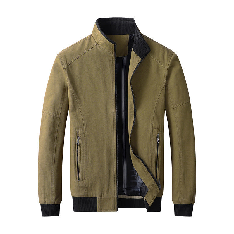 Herren leichter Baumwoll-Bomber mit Stehkragen, Reißverschluss und gerippten Bündchen Shop Nory