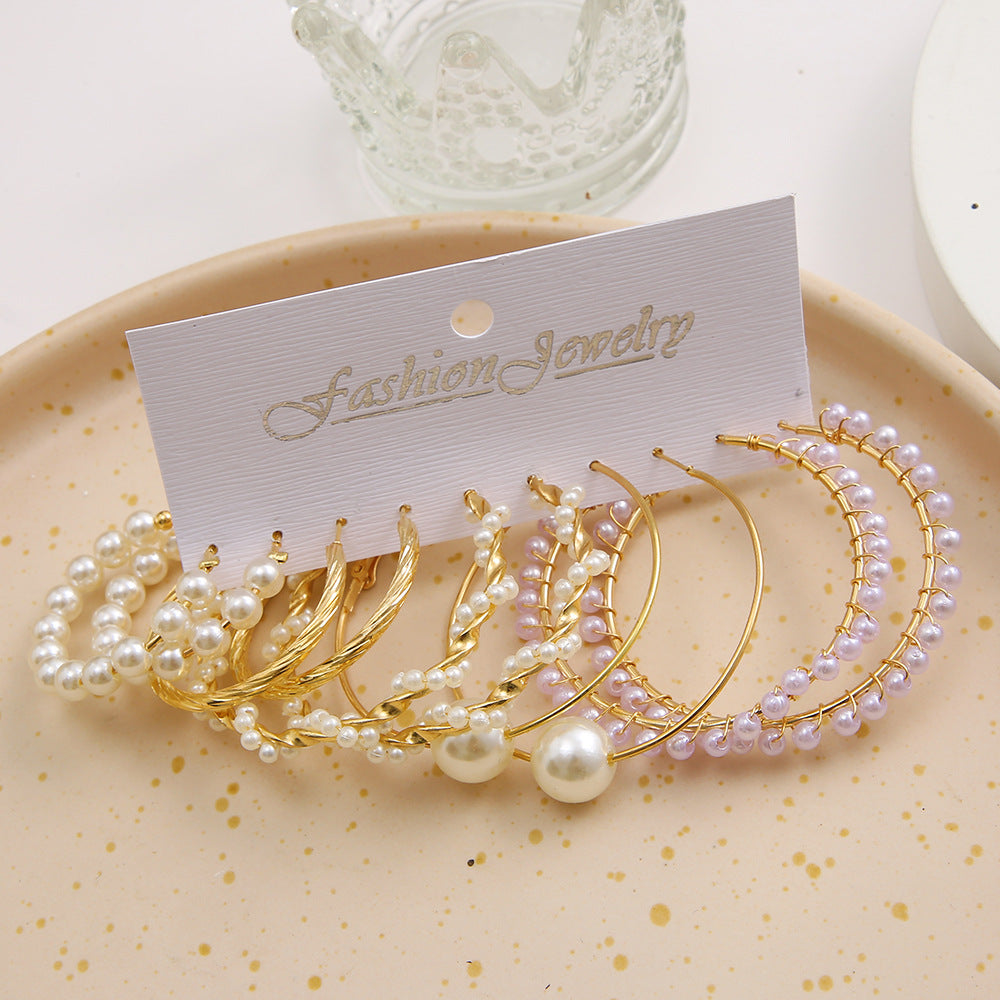 Damen Ohrringe Set mit modernen Perlen- und Goldakzenten Shop Nory