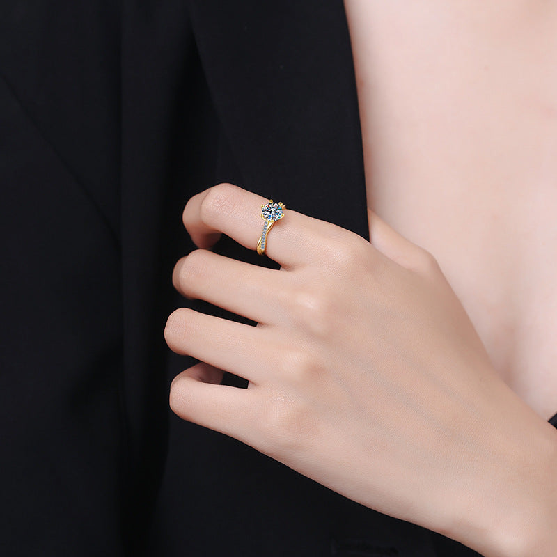 Damen eleganter Verlobungsring mit glitzerndem Zirkonia-Besatz Shop Nory