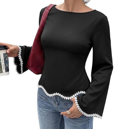 Damen Elegantes Oberteil mit Spitzendetails Shop Nory