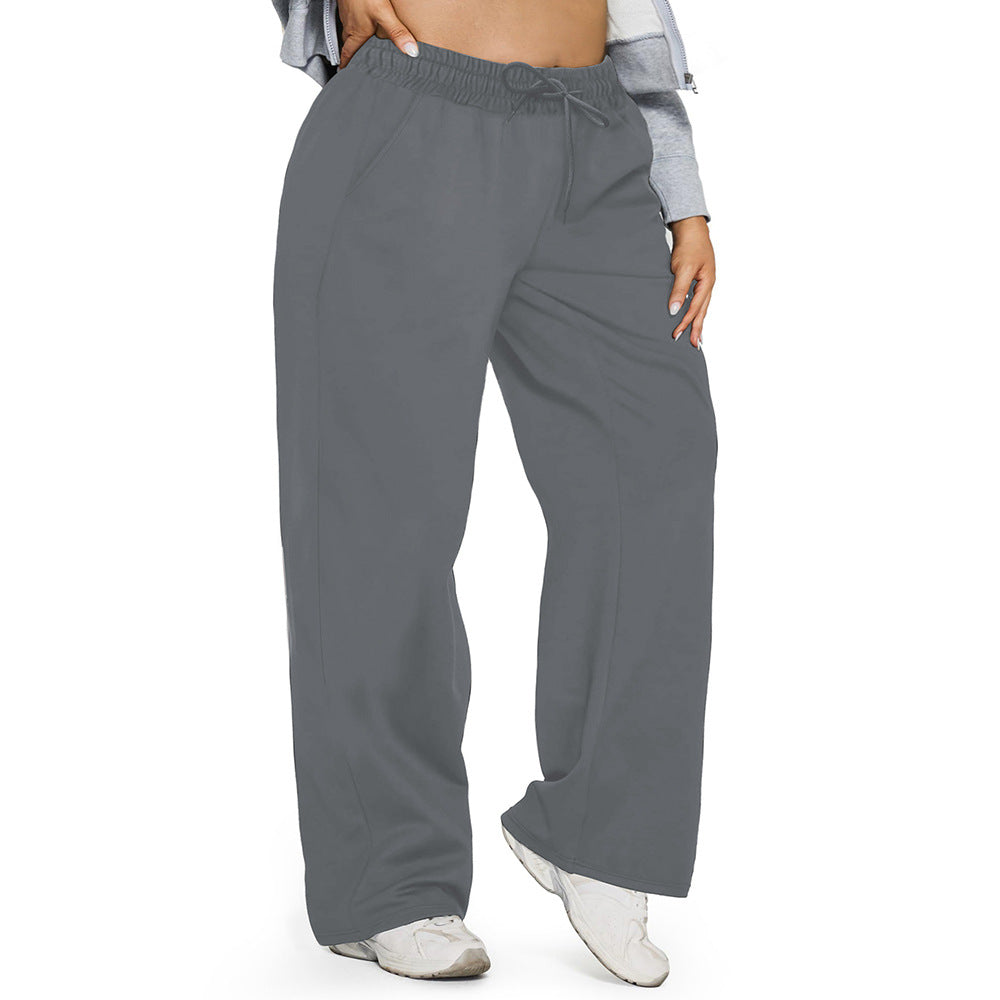 Damen Weite High-Waist Yogahose mit Leopardenmuster und Kordelzug Shopy Nory