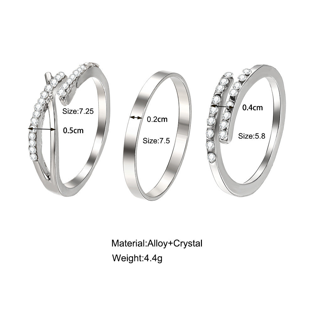 Damen Ring-Set mit elegantem Wellen- und Zickzackdesign Shop Nory