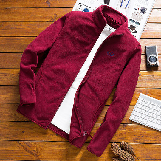 Herren Fleecejacke mit Stehkragen, windabweisender Mikrofaser‑Außenschicht und slim-regular Fit Shop Nory