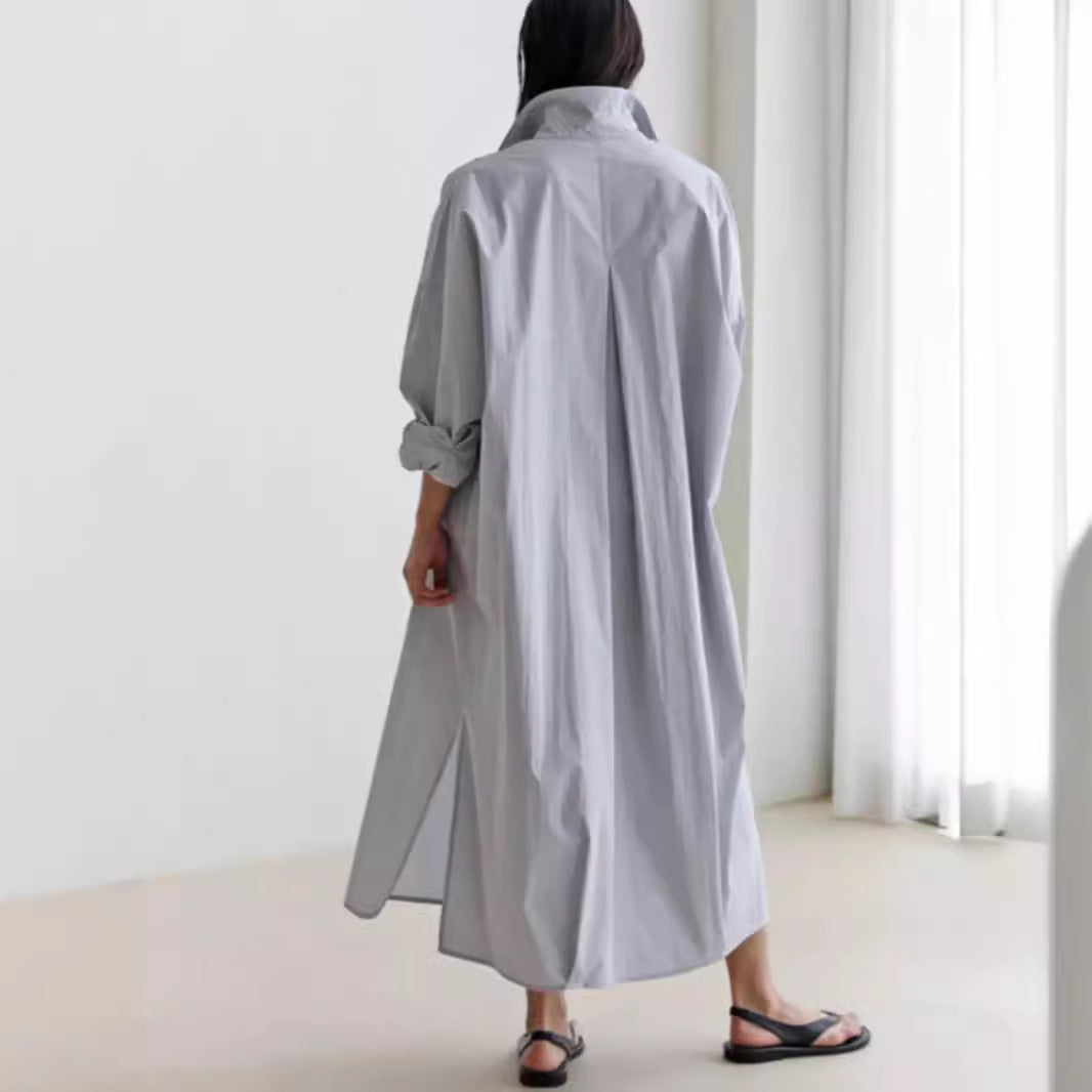 Damen Fließendes Oversize‑Hemdkleid mit Kentkragen, Kimonoärmeln und Seitenschlitzen Shop Nory
