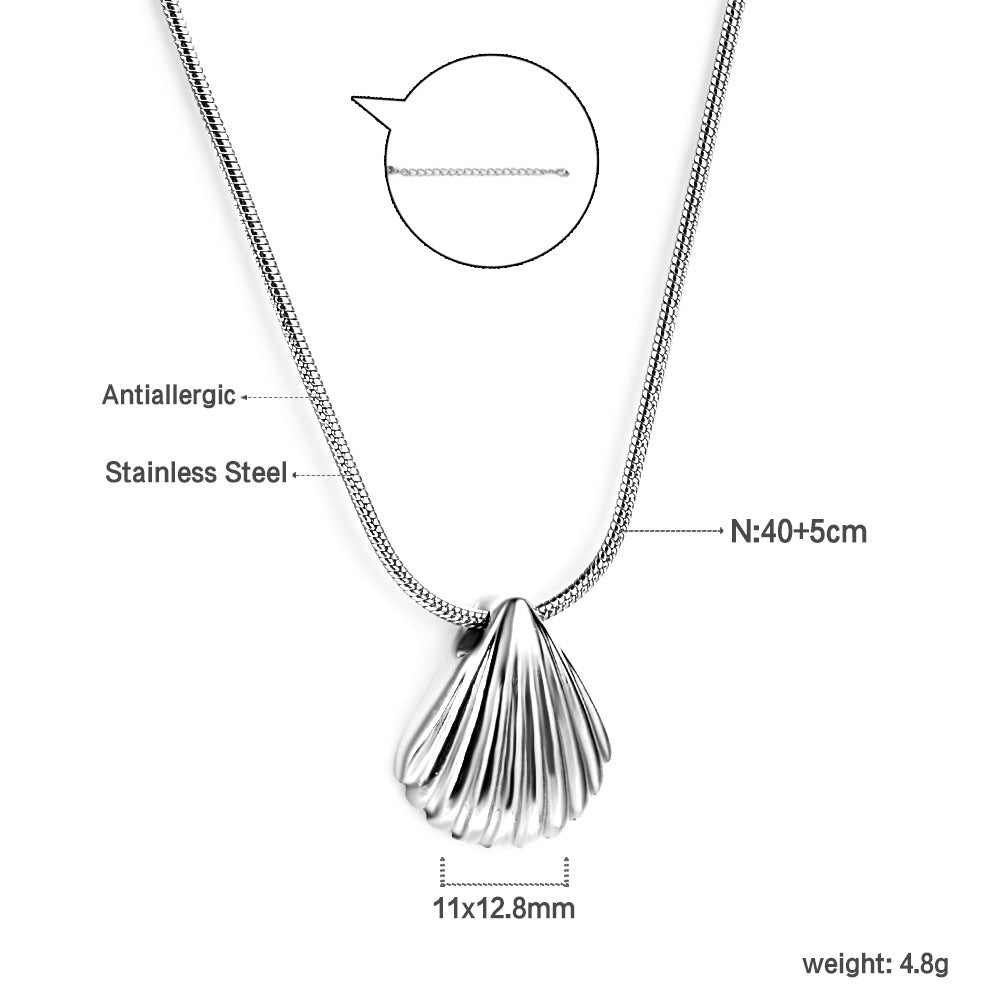 Damen Edelstahl Halskette mit Muschel-Anhänger Shop Nory