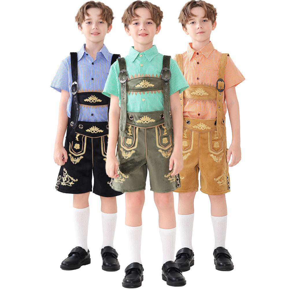 Unisex nan traditionelle Kinderlederhose mit verstellbaren Hosenträgern und aufwendiger Stickerei Shop Nory