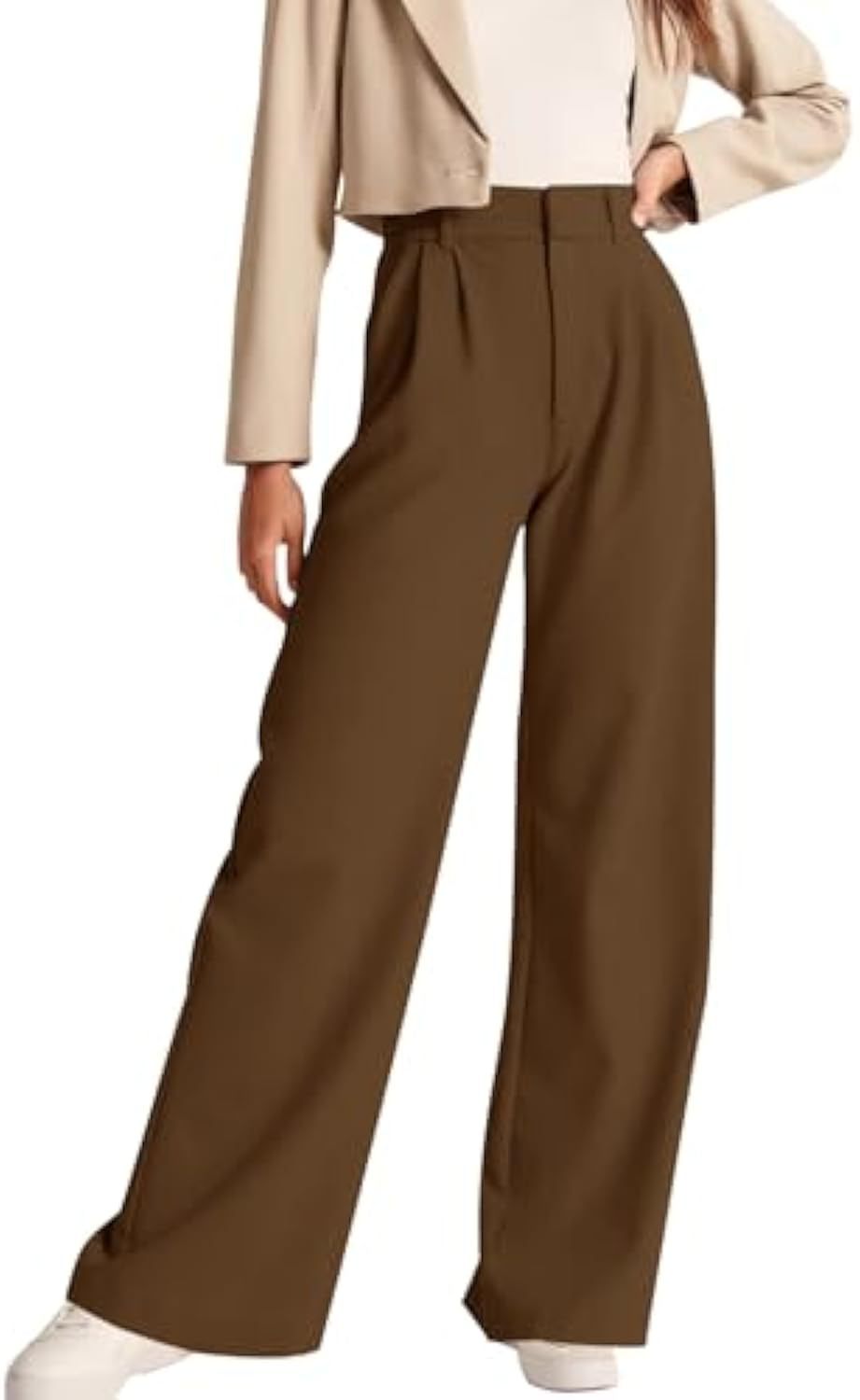 Damen Hochtaillierte Bundfalten-Hose im Palazzo-Stil mit weitem Bein Shop Nory