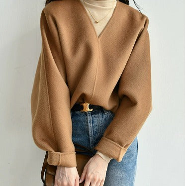 Damen Wolle Pullover mit V-Ausschnitt Shop Nory