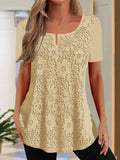 Damen Spitzenbluse mit floralem Design und Kurzarm