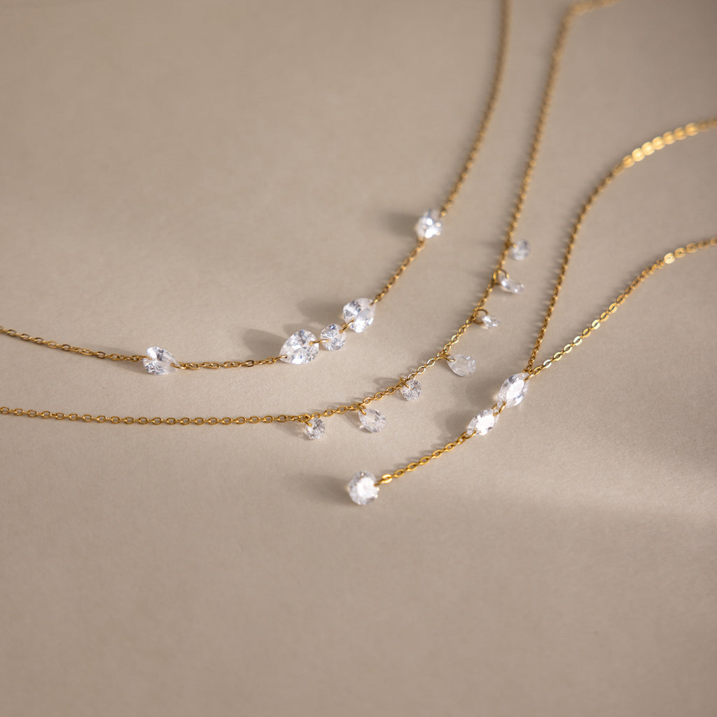 Damen Halskette mit funkelnden Kristall-Details aus rostfreiem Edelstahl Shop Nory