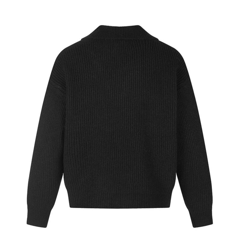 Damen Oversize Strickjacke mit asymmetrischer Knopfleiste und Hemdkragen Shop Nory