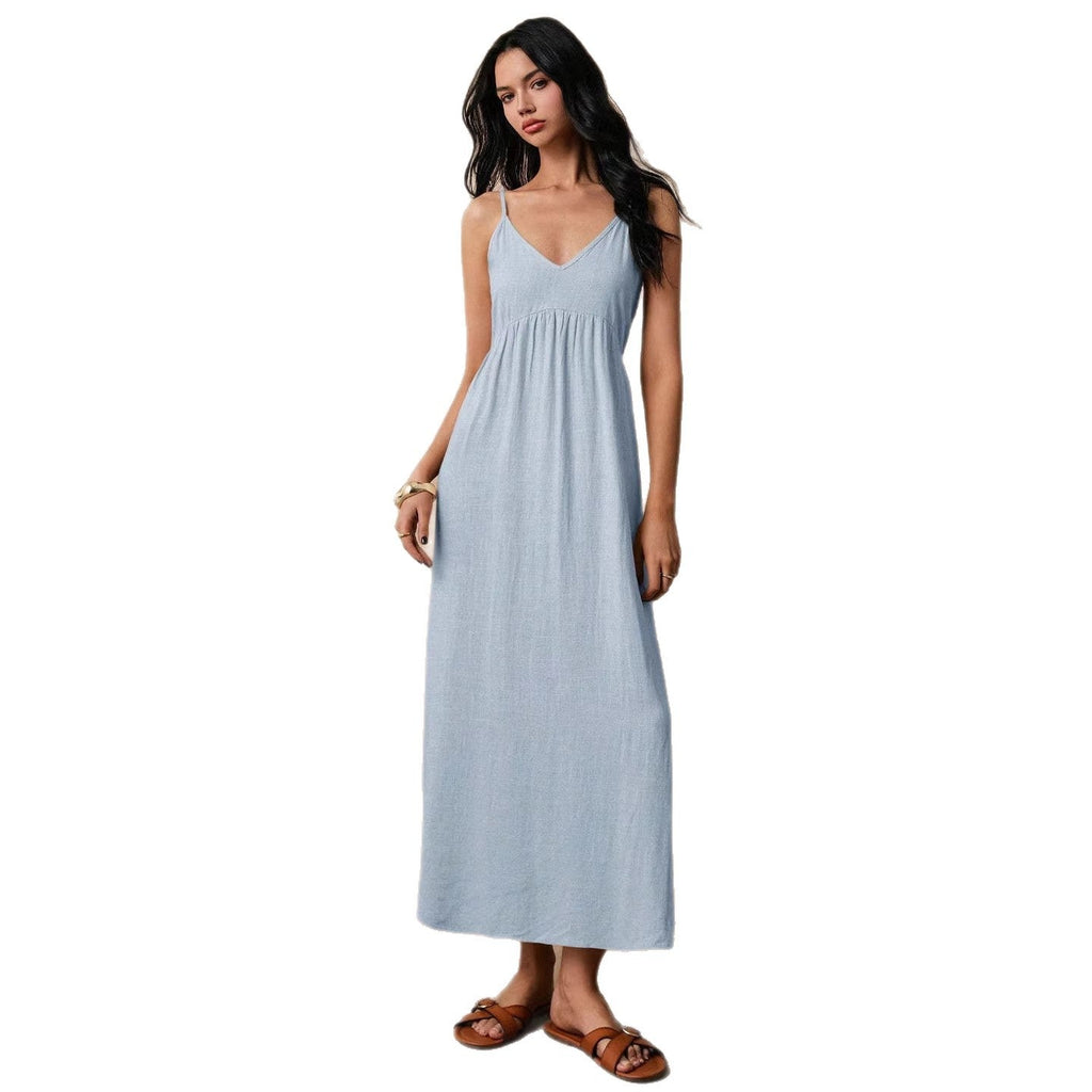 Damen Maxikleid mit feinen Spaghettiträgern und leichtem, atmungsaktivem Material Shopnory