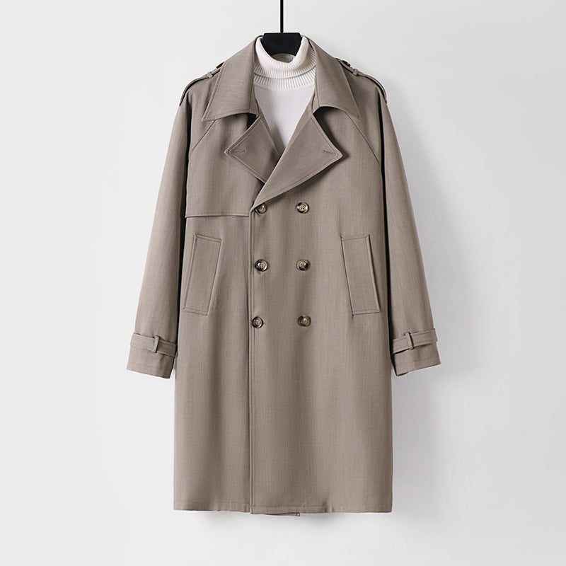 Herren Midilanger Oversize-Trenchcoat mit doppelter Knopfreihe und Schulterklappen Shop Nory