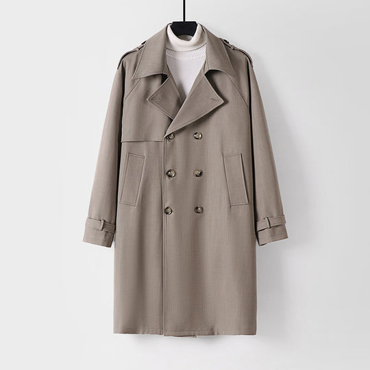 Herren Midilanger Oversize-Trenchcoat mit doppelter Knopfreihe und Schulterklappen Shop Nory