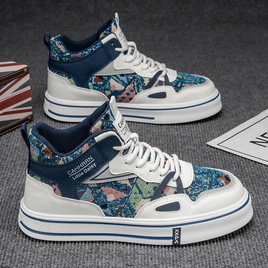 Damen modische High-Top Plateausneaker mit gewebtem Gobelinmuster, gepolstertem Knöchelkragen und dämpfender EVA-Sohle Shop Nory
