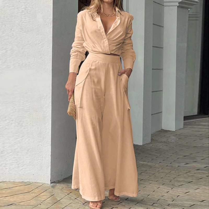 Damen Weite Palazzo-Hose mit extra weitem Bein, hoher Taille und Eingrifftaschen Shop Nory