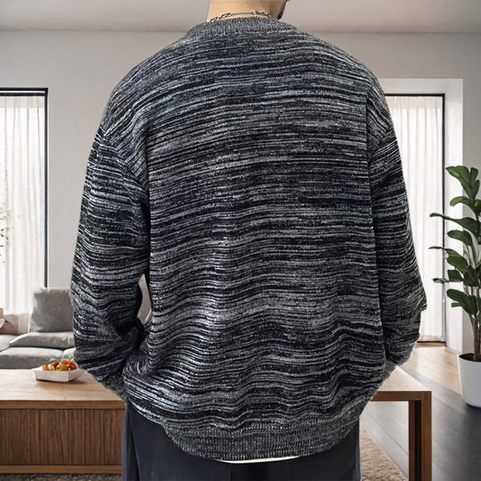 Herren Lockerer Melierter Oversize-Strickcardigan mit Knopfleiste und aufgesetzten Taschen Shop Nory