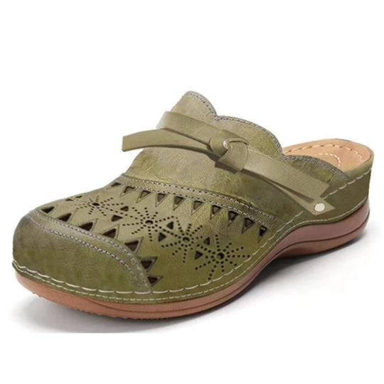 Damen Bequeme Perforierte Clog-Mules mit Knotenriemen und ergonomischem Komfortfußbett Shop Nory