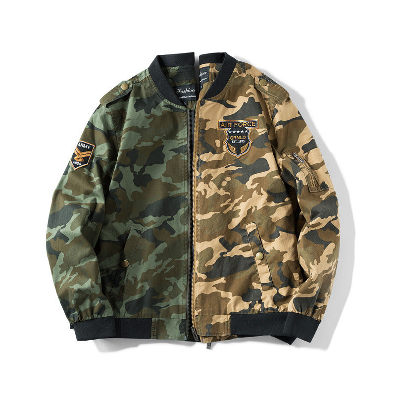 Herren Camouflage Bomberjacke im Military‑Style mit Patch‑Applikationen, Ärmeltasche und Rippenbündchen Shop Nory