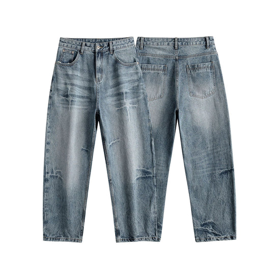 Damen Relaxed Straight taillenhohe Denim-Jeans mit Used‑Effekt und weitem Bein Shop Nory
