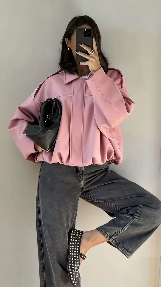 Damen Kurzjacke im Oversize‑Schnitt mit Ballon Saum und Schulterklappen Shop Nory