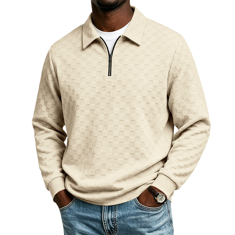Herren Strukturierter Strickpullover mit Troyer-Kragen und halbem Reißverschluss Shop Nory