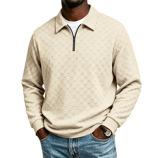 Herren Strukturierter Strickpullover mit Troyer-Kragen und halbem Reißverschluss Shop Nory