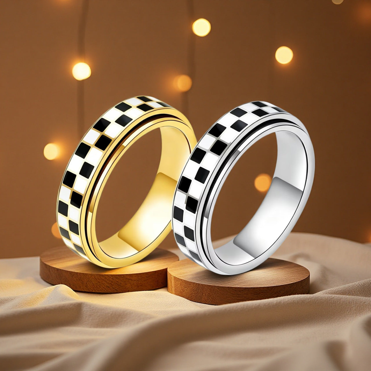 Herren Ring mit modernem Schachbrettmuster Shop Nory