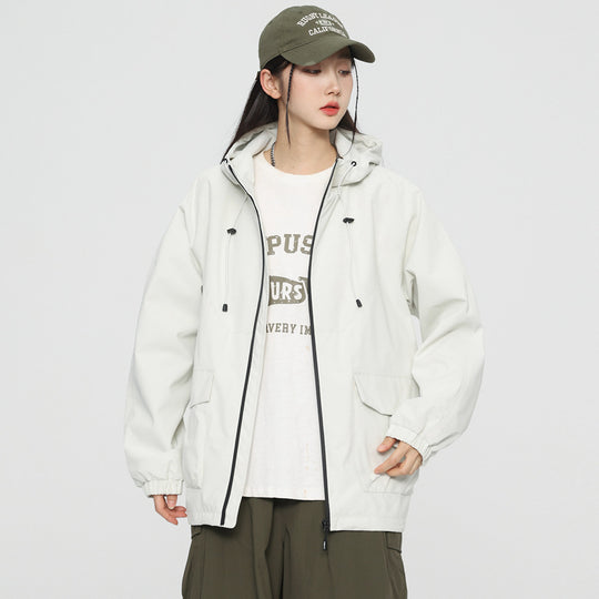Damen Oversize Windbreaker Jacke mit Kapuze und Cargotaschen Shop Nory