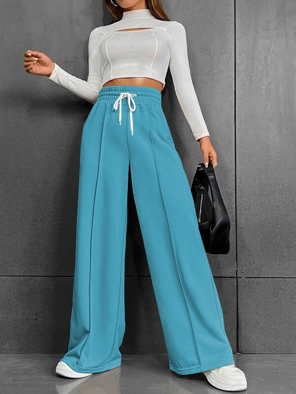Damen nan weite High-Waist Palazzo-Jogginghose mit Kordelzug und Bügelfalte Shop Nory