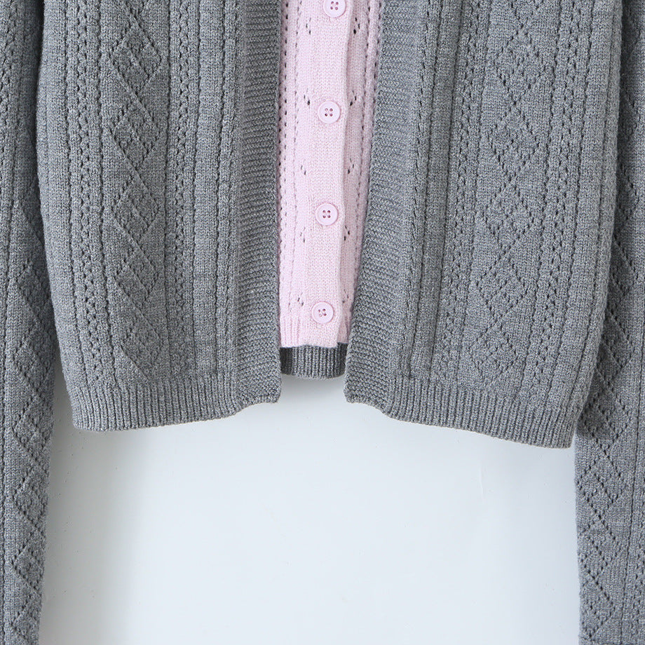 Damen Feinstrick-Zweiteiler Cardigan mit Schleifenkragen und Zierweste Shop Nory