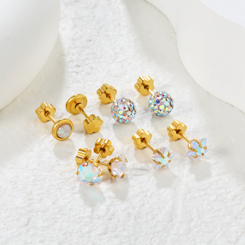 Damen Ohrstecker-Set mit funkelnden Kristallen und Herz-Design Shop Nory