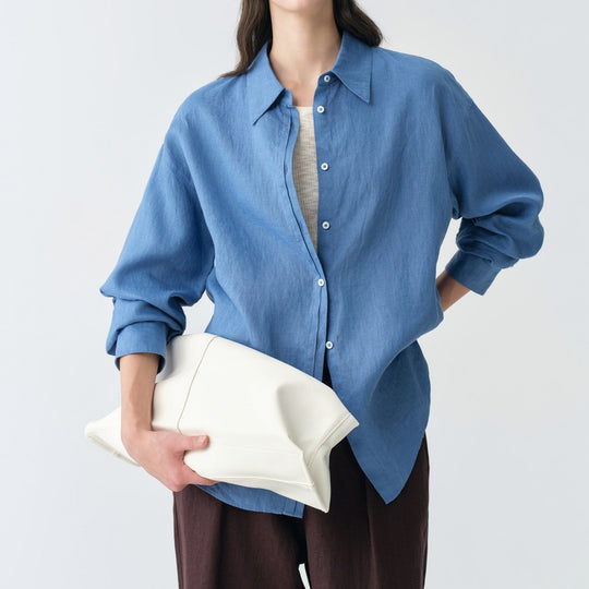 Damen Modische Leinenbluse mit langen Ärmeln Shop Nory