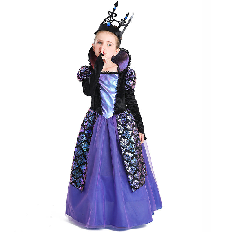 Mädchen Prinzessinnen-Kostüm mit schimmernden Verzierungen und elegantem Kragen Shop Nory