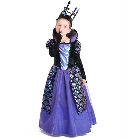 Mädchen Prinzessinnen-Kostüm mit schimmernden Verzierungen und elegantem Kragen Shop Nory