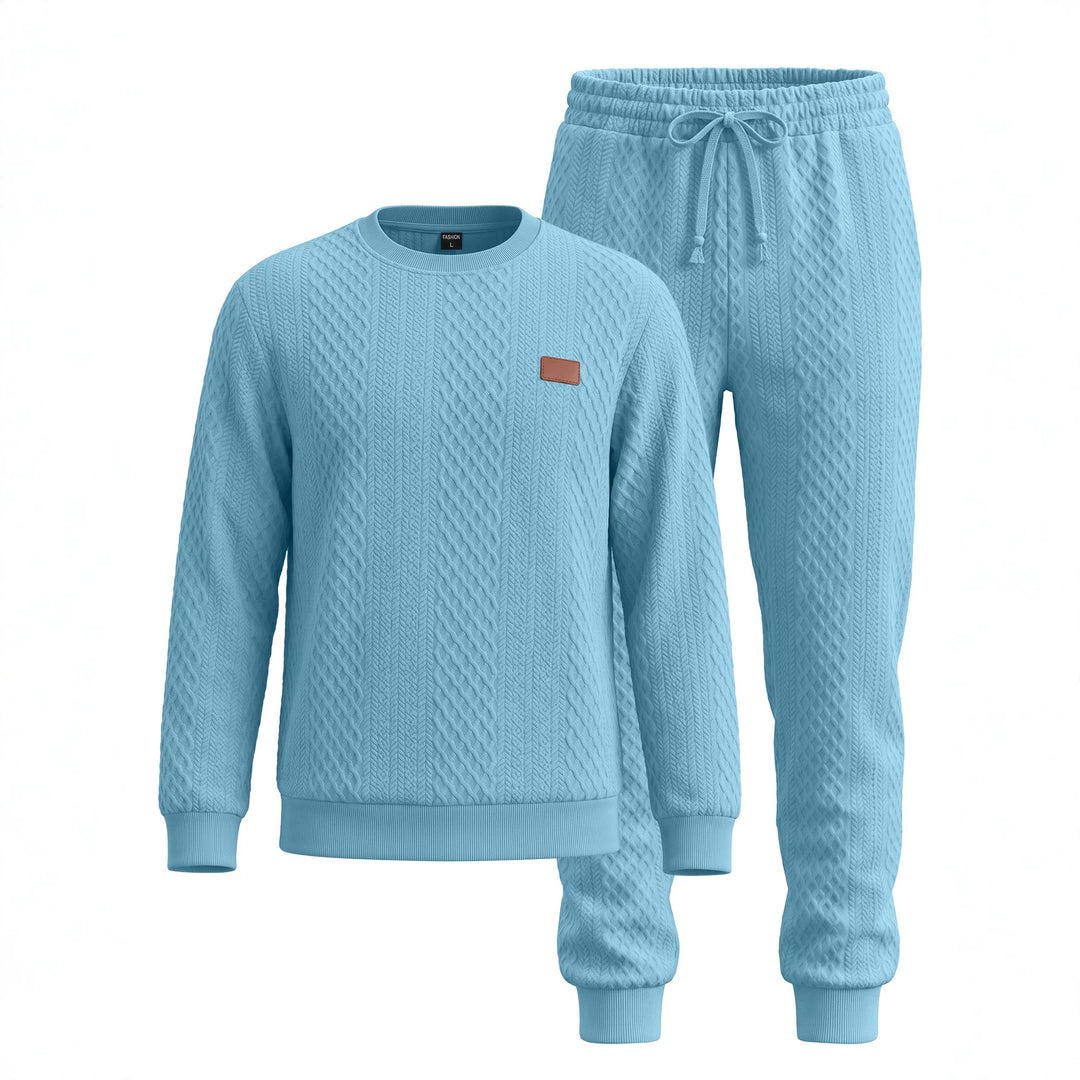 Herren Strukturierter Strick-Jogginganzug mit Rundhalsausschnitt und Kordelbund Shop Nory