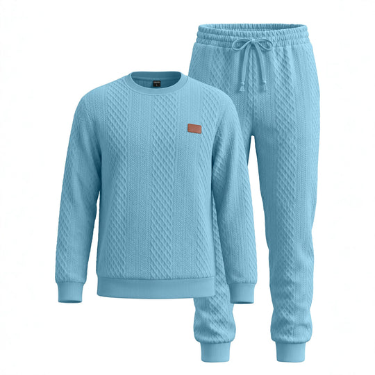 Herren Strukturierter Strick-Jogginganzug mit Rundhalsausschnitt und Kordelbund Shop Nory