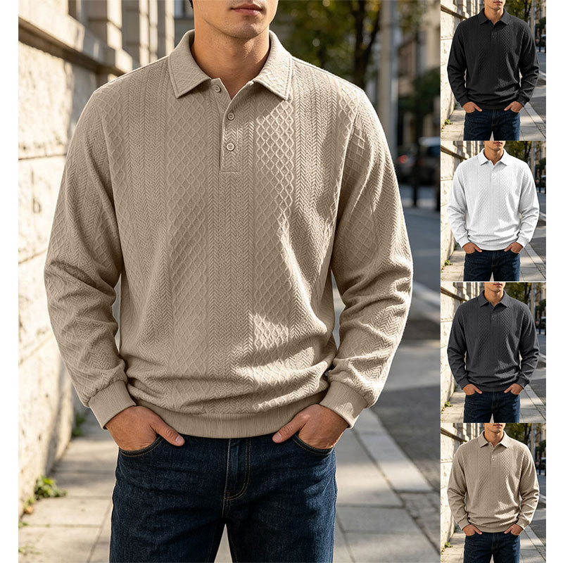 Herren Feinstrick-Poloshirt mit Zopfmuster und gerippten Bündchen Shop Nory