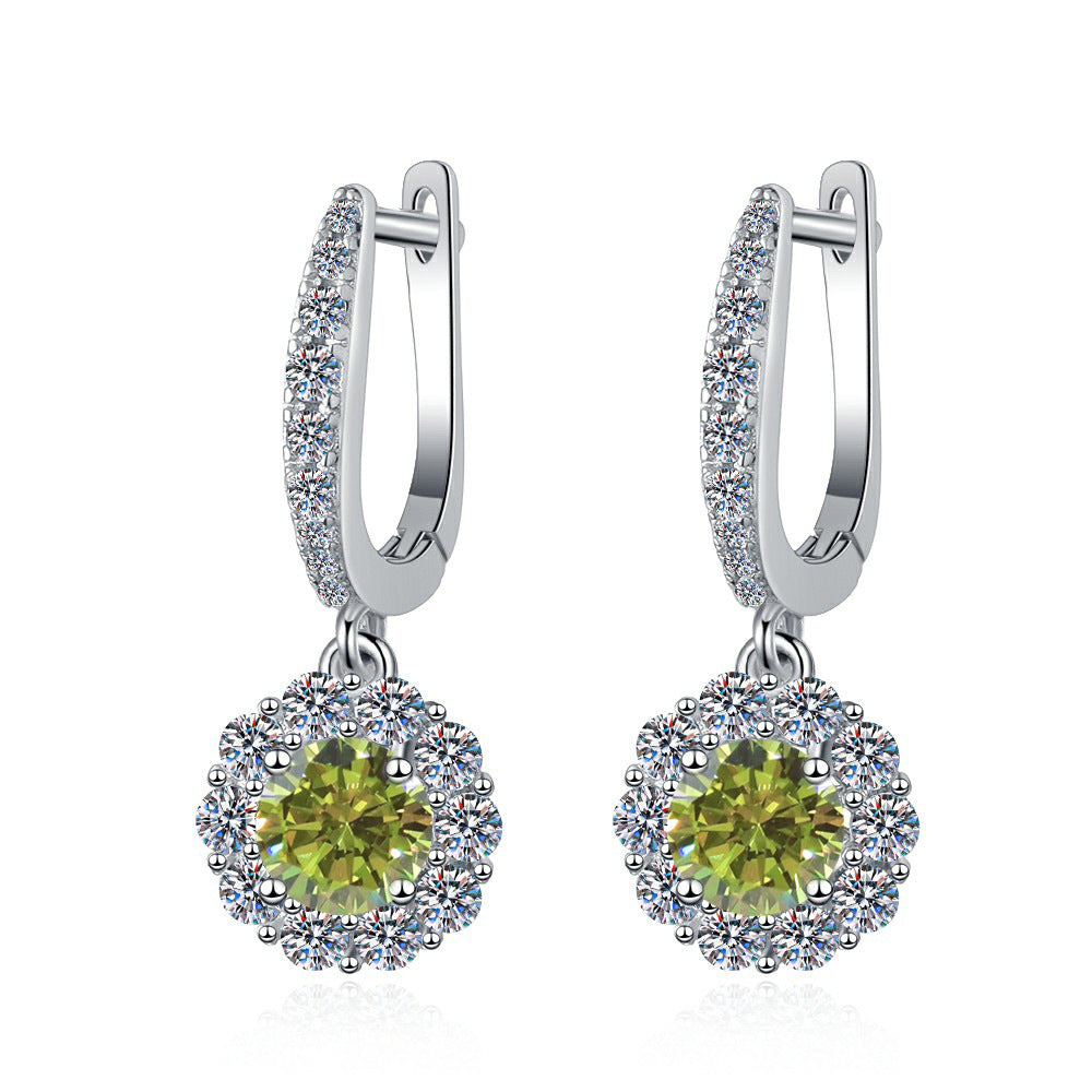 Damen Ohrhänger mit glitzernden Kristallen und rotem Design Shop Nory